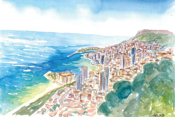 Monaco: Monaco View From The Mountains With Skyline And Sea by Markus & Martina Bleichner