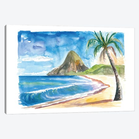 Saint Lucia Antilles Dreams With Petit Piton And Beach Canvas Print #MMB804} by Markus & Martina Bleichner Canvas Art