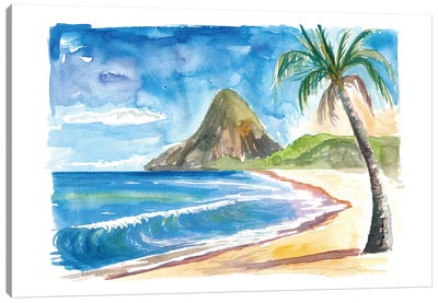 Saint Lucia Antilles Dreams With Petit Piton And Beach Canvas Art Print - Saint Lucia
