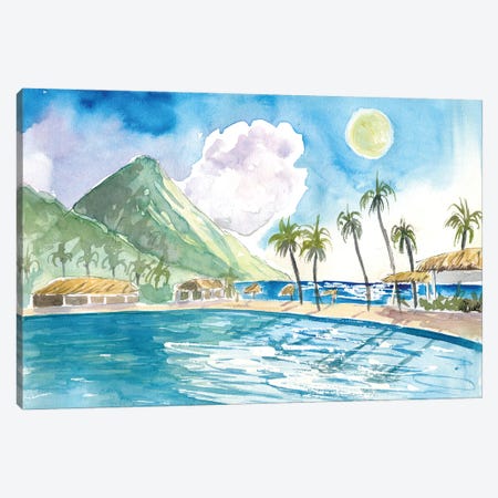 Saint Lucia Pitons And Incredible Infinity Pool Canvas Print #MMB805} by Markus & Martina Bleichner Canvas Art