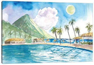 Saint Lucia Pitons And Incredible Infinity Pool Canvas Art Print - Saint Lucia