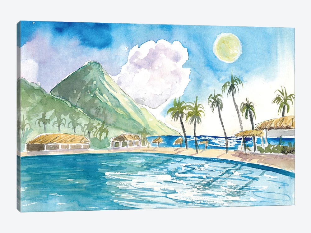 Saint Lucia Pitons And Incredible Infinity Pool by Markus & Martina Bleichner 1-piece Canvas Print