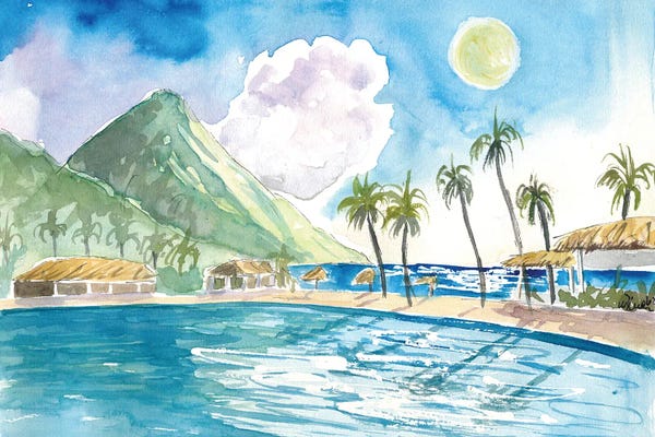 Fine Art Print: Saint Lucia Pitons And Incredible Infinity Pool by Markus & Martina Bleichner