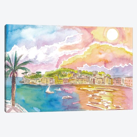 Sestri Levante And Romantic Bay Of Silence Canvas Print #MMB806} by Markus & Martina Bleichner Canvas Wall Art