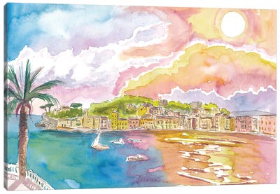 Sestri Levante And Romantic Bay Of Silence Canvas Art Print - Genoa