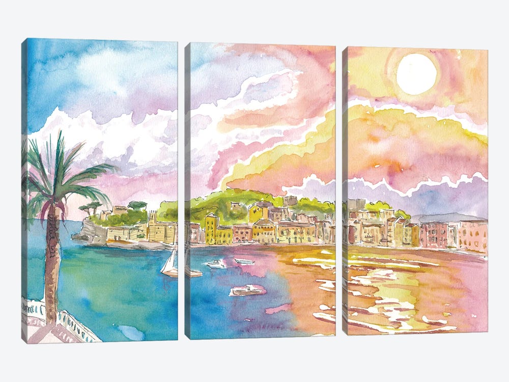 Sestri Levante And Romantic Bay Of Silence by Markus & Martina Bleichner 3-piece Canvas Art