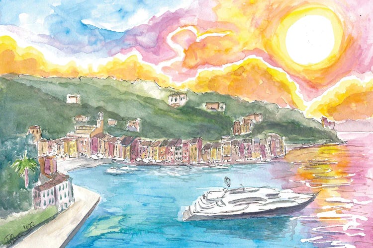 Portofino Italian Dreams With Luxury Yacht And Waterfront by Markus & Martina Bleichner wall art