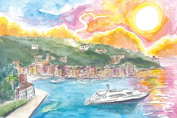 Yachts: Portofino Italian Dreams With Luxury Yacht And Waterfront by Markus & Martina Bleichner