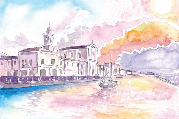 Markus & Martina Bleichner: Cesenatico Summer Breeze Harbour Sunset Scene by Markus & Martina Bleichner