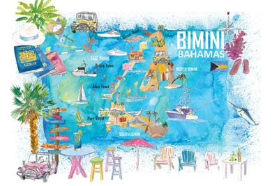 Bimini Bahamas Illustrated M - Canvas Art | Markus & Martina Bleichner