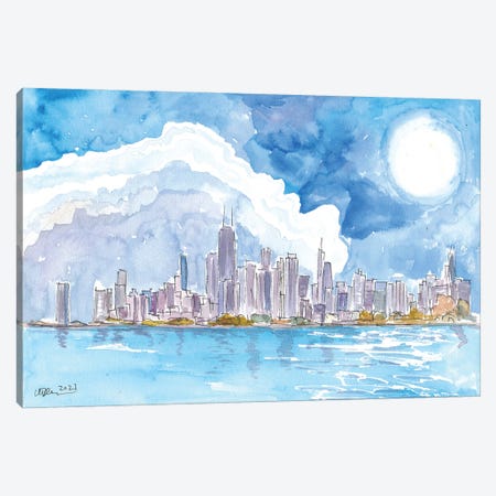 Chicago Skyline Impressions With Lake Michigan And Water Reflections Canvas Print #MMB816} by Markus & Martina Bleichner Art Print