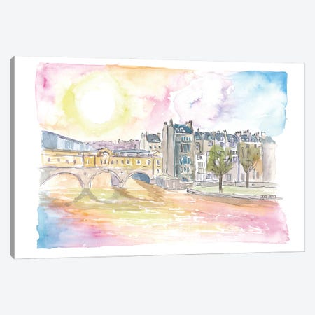 Historic Bath England Scene With Sunset Over Avon Canvas Print #MMB821} by Markus & Martina Bleichner Canvas Print