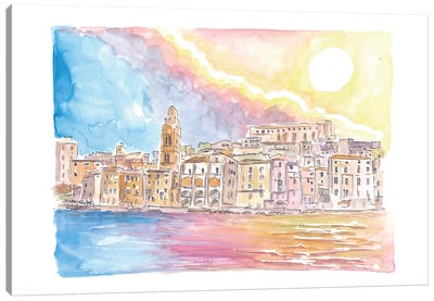 Gaeta Lazio Italy View From Mediterranean Sea Canvas Art Print - Lazio Art