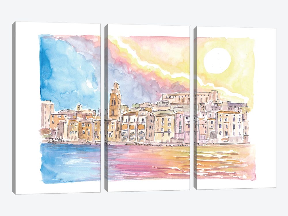 Gaeta Lazio Italy View From Mediterranean Sea by Markus & Martina Bleichner 3-piece Canvas Artwork