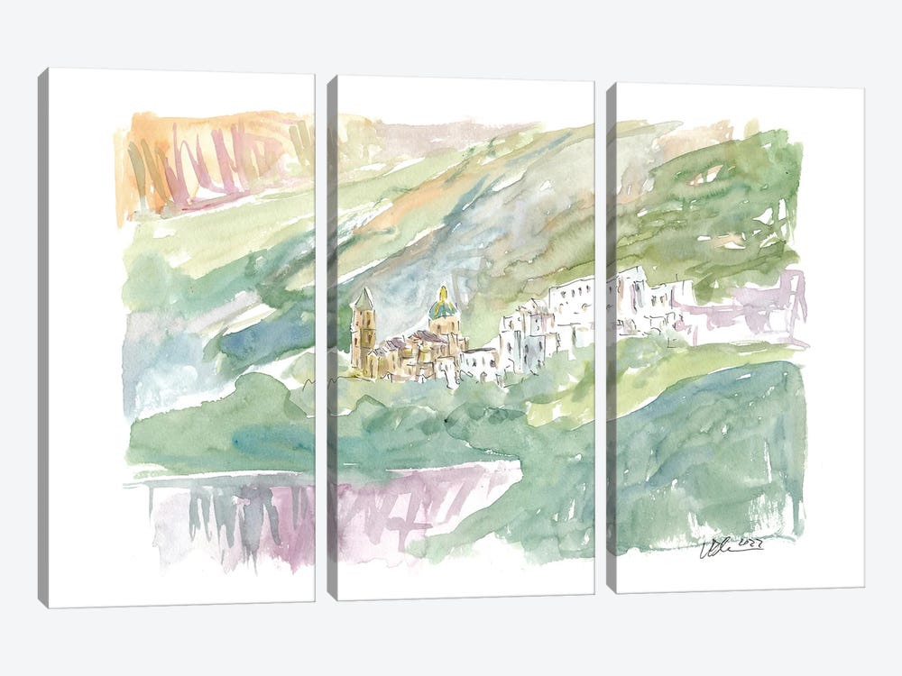 Praiano Hidden Gem On Amalfi Coast by Markus & Martina Bleichner 3-piece Canvas Print