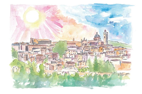 Markus & Martina Bleichner: Montalcino City On A Hill In Italy Tuscany by Markus & Martina Bleichner