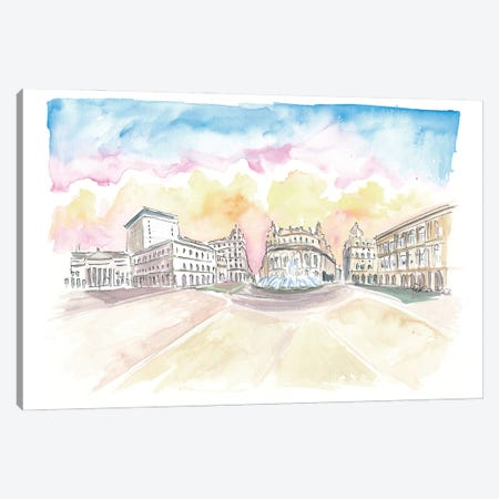 Genoa Italy Main Square Piazza At Sunrise Canvas Print #MMB825} by Markus & Martina Bleichner Canvas Artwork