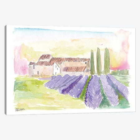 Provence Classical View Of Lavender Fields And Abbey Canvas Print #MMB826} by Markus & Martina Bleichner Canvas Art