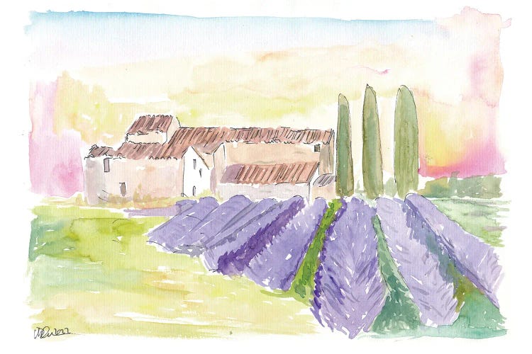 Provence Classical View Of Lavender Fields And Abbey by Markus & Martina Bleichner wall art