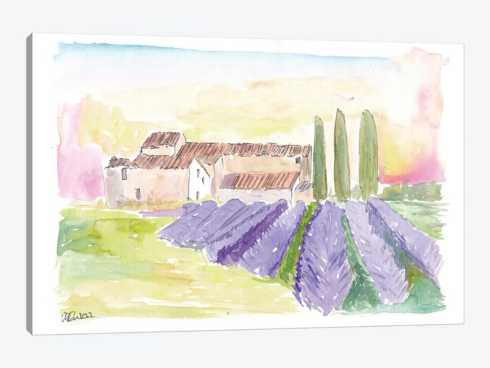 Provence Classical View Of Lavender Fields And Abbey by Markus & Martina Bleichner 1-piece Canvas Art