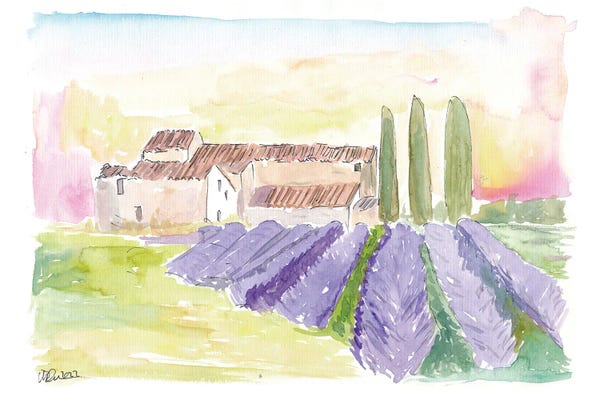 Markus & Martina Bleichner: Provence Classical View Of Lavender Fields And Abbey by Markus & Martina Bleichner