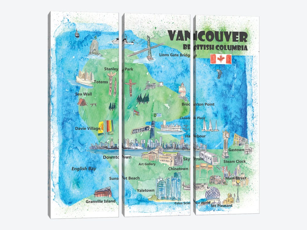 Vancouver, British Columbia, Canada Travel Poster by Markus & Martina Bleichner 3-piece Art Print