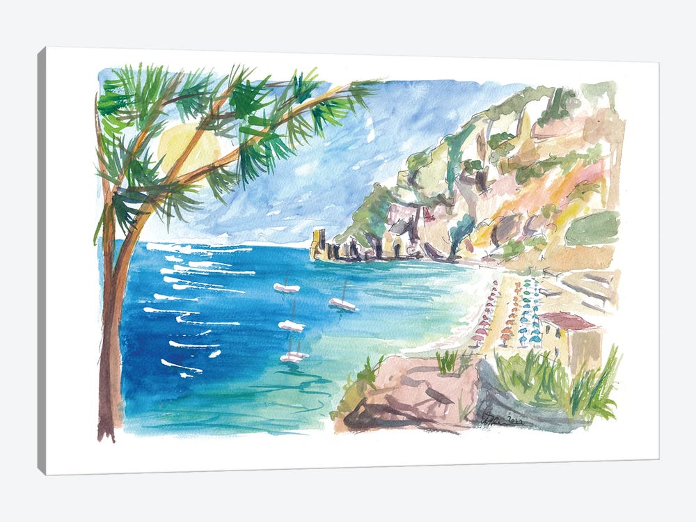 Cetara Amalfi Coast Zen With Turquoise Sea And Boats by Markus & Martina Bleichner 1-piece Art Print