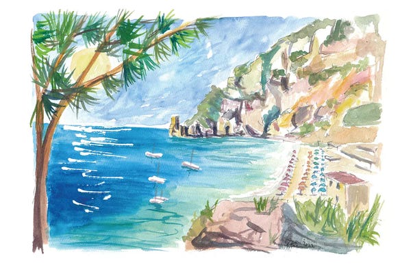 Markus & Martina Bleichner: Cetara Amalfi Coast Zen With Turquoise Sea And Boats by Markus & Martina Bleichner