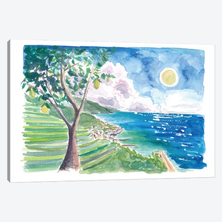 Minori Amalfi Coast With Lemon Tree And Blue Mediterranean Canvas Print #MMB832} by Markus & Martina Bleichner Canvas Artwork