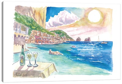 Capri Epic View And Refreshing Drink With Faraglioni Rocks Canvas Art Print - Markus & Martina Bleichner