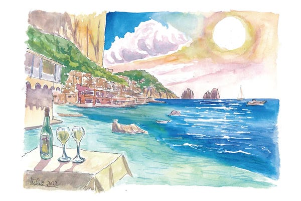 Markus & Martina Bleichner: Capri Epic View And Refreshing Drink With Faraglioni Rocks by Markus & Martina Bleichner
