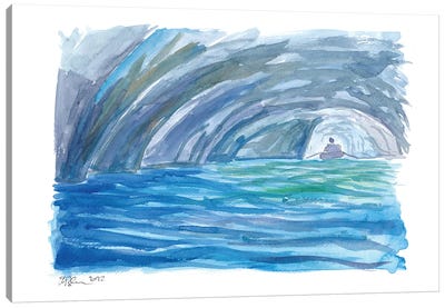 Grotta Azzurra - A Blue Grotto Capri Boat Excursion Canvas Art Print - Coastal & Ocean Abstract Art