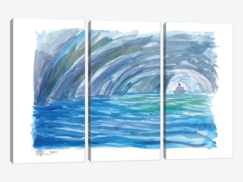 Grotta Azzurra - A Blue Grotto Capri Boat Excursion by Markus & Martina Bleichner 3-piece Art Print