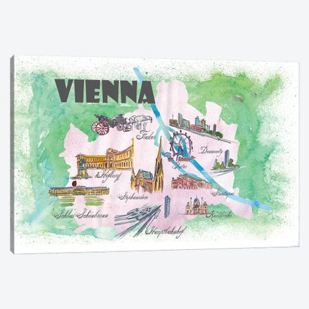 Vienna, Austria Travel Poster Canvas Print #MMB83} by Markus & Martina Bleichner Canvas Art Print