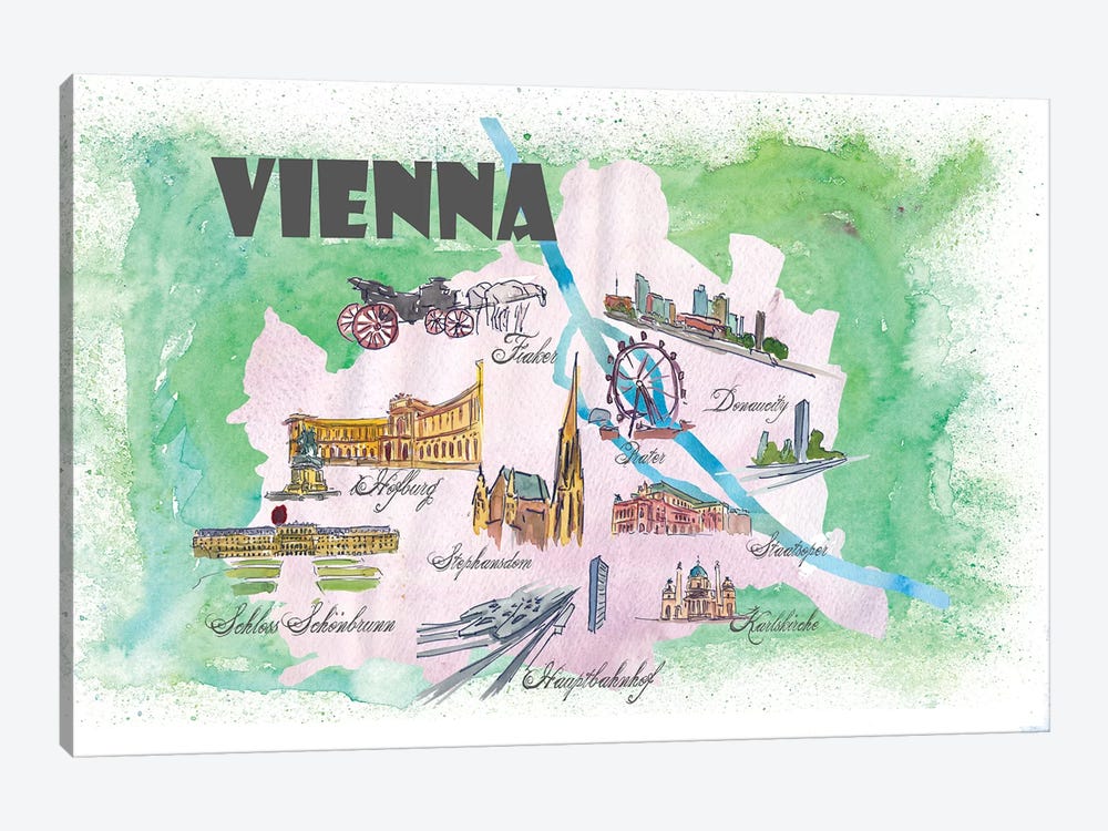 Vienna, Austria Travel Poster by Markus & Martina Bleichner 1-piece Canvas Art