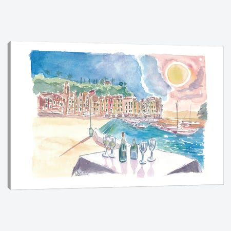 Table For Amore In Portofino Canvas Print #MMB842} by Markus & Martina Bleichner Art Print