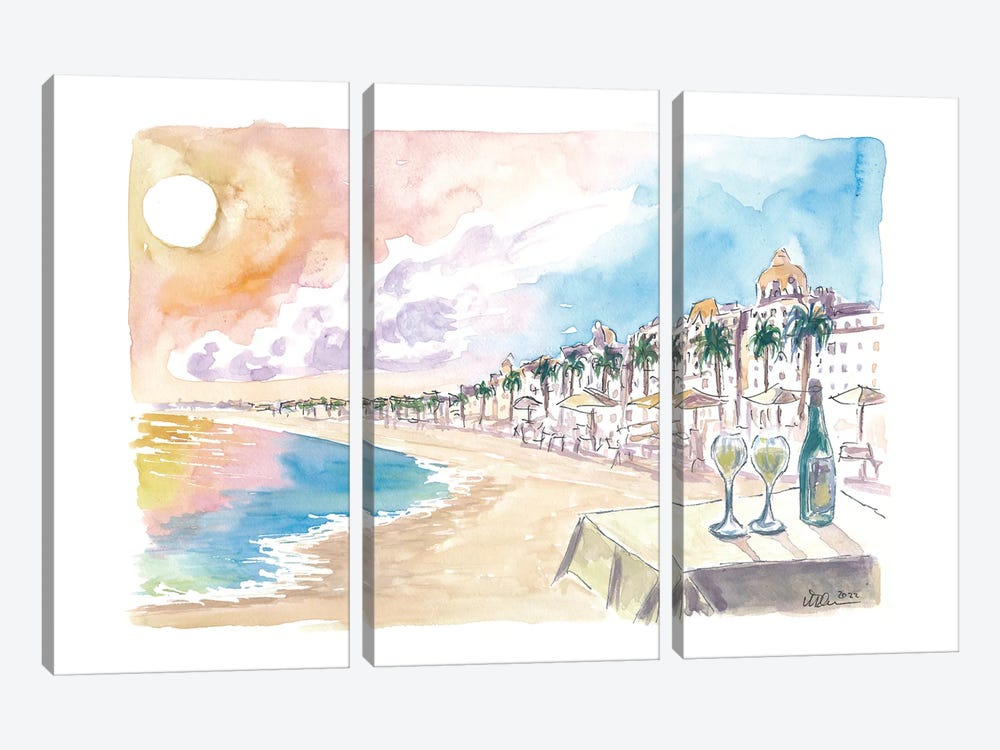 Sunset Dinner At Beach by Markus & Martina Bleichner 3-piece Canvas Print