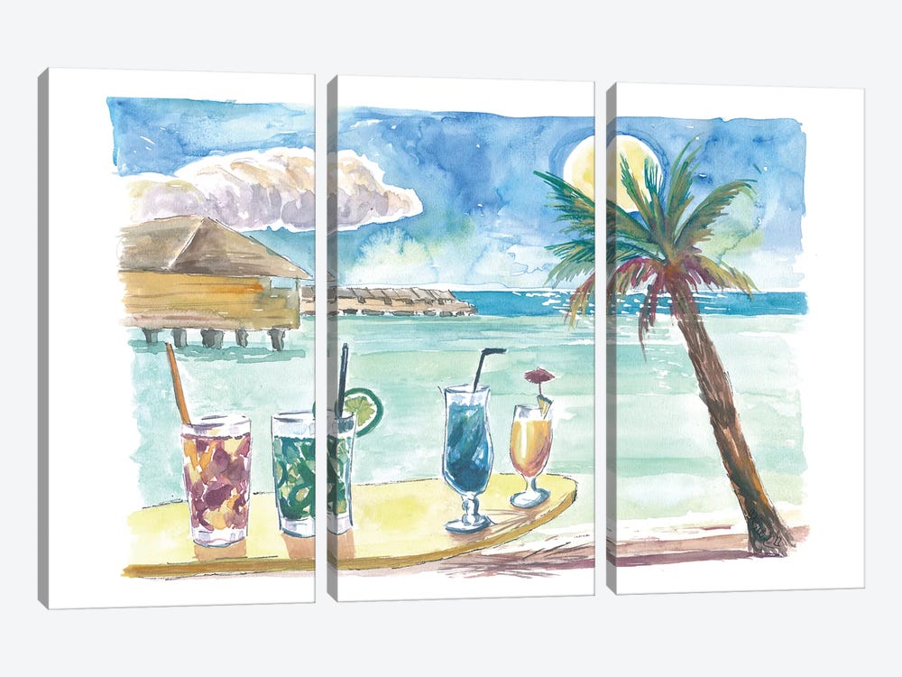 Tropical Sea With Pacific Cocktails At Marquesas Archiepelago by Markus & Martina Bleichner 3-piece Canvas Print
