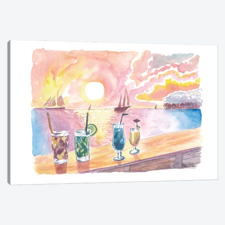 Unforgettable Sunset Celebration With Drinks On Mallory Sq Key West Florida Canvas Print #MMB848} by Markus & Martina Bleichner Canvas Print