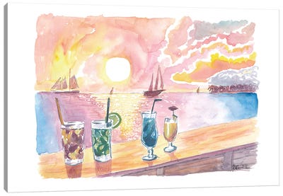 Unforgettable Sunset Celebration With Drinks On Mallory Sq Key West Florida Canvas Art Print - Key West Art