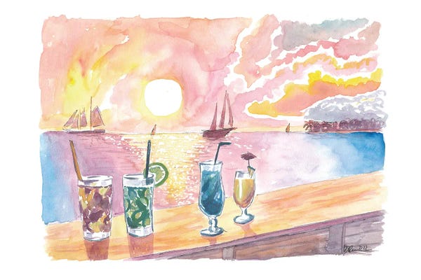 On Island Time: Unforgettable Sunset Celebration With Drinks On Mallory Sq Key West Florida by Markus & Martina Bleichner