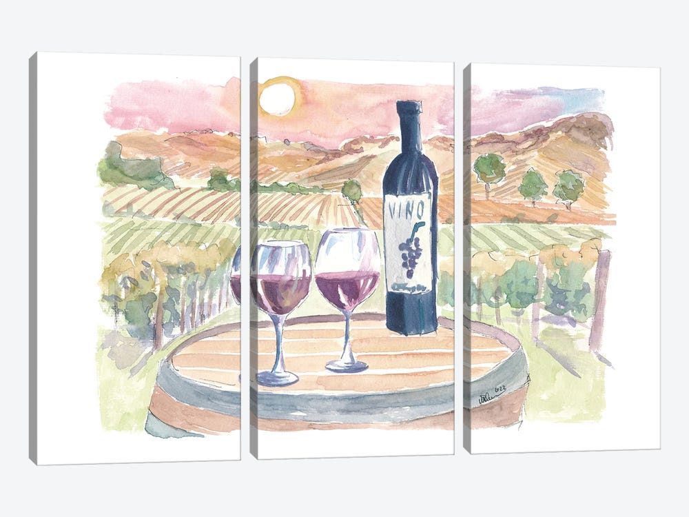 Napa Valley Experience With View, Sunset And A Romantic Table by Markus & Martina Bleichner 3-piece Canvas Art Print