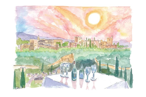 Andalusia: Magical Grenada Andalusia Afternoon With Romantic Restaurant Table by Markus & Martina Bleichner