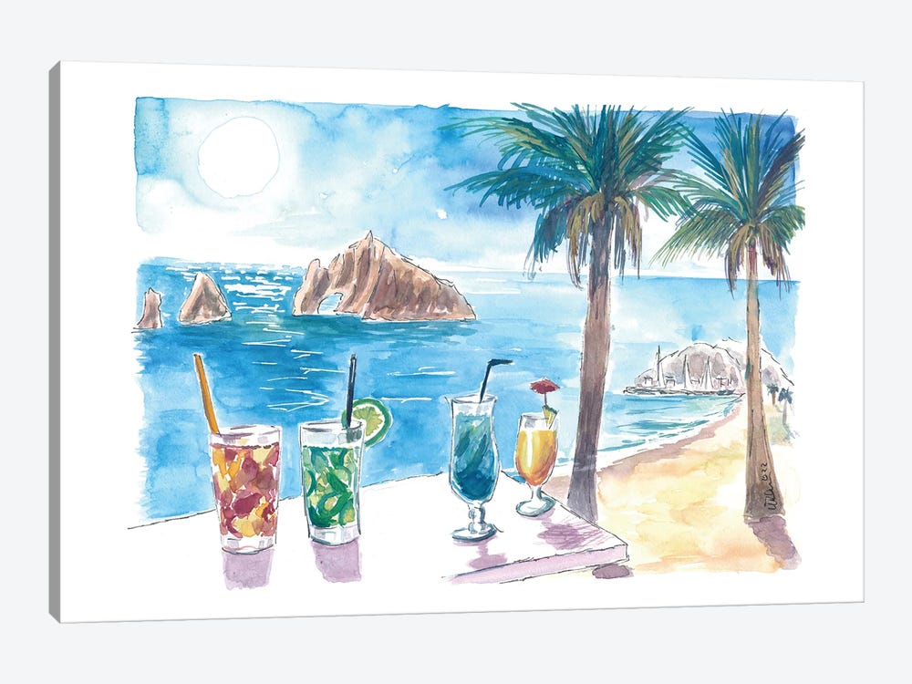 Cocktails Ready For Sunset With Rocks In Cabo San Lucas by Markus & Martina Bleichner 1-piece Canvas Wall Art