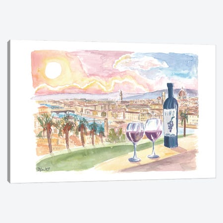 Culture And Romance With Wine And A View Of Florence Italy Canvas Print #MMB857} by Markus & Martina Bleichner Canvas Art Print
