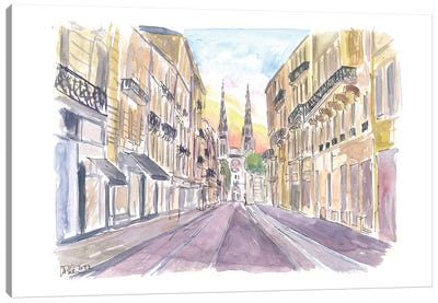 Bordeaux France Street Scene At Sunrise In Dep Gironde Canvas Art Print