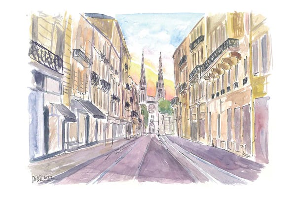 Markus & Martina Bleichner: Bordeaux France Street Scene At Sunrise In Dep Gironde by Markus & Martina Bleichner