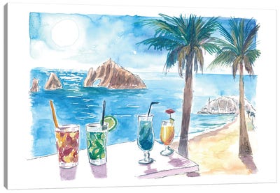 Chilling With Refreshing Fruit Cocktails In Waikiki Hawaii Afternoon At The Beach Canvas Art Print - Cocktail & Mixed Drink Art