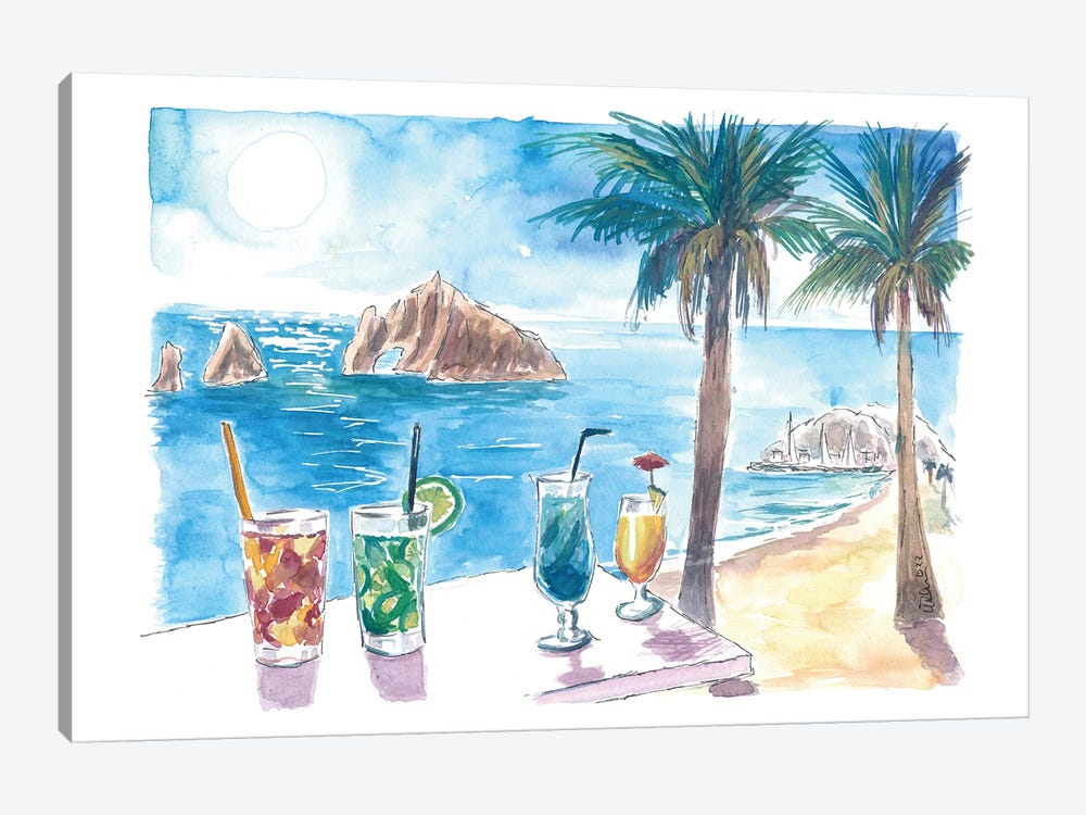 Chilling With Refreshing Fruit Cocktails In Waikiki Hawaii Afternoon At The Beach by Markus & Martina Bleichner 1-piece Canvas Art