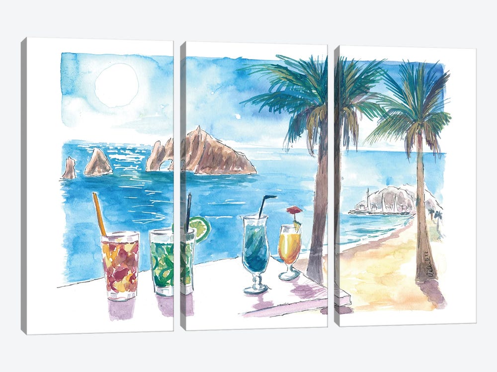 Chilling With Refreshing Fruit Cocktails In Waikiki Hawaii Afternoon At The Beach by Markus & Martina Bleichner 3-piece Canvas Art